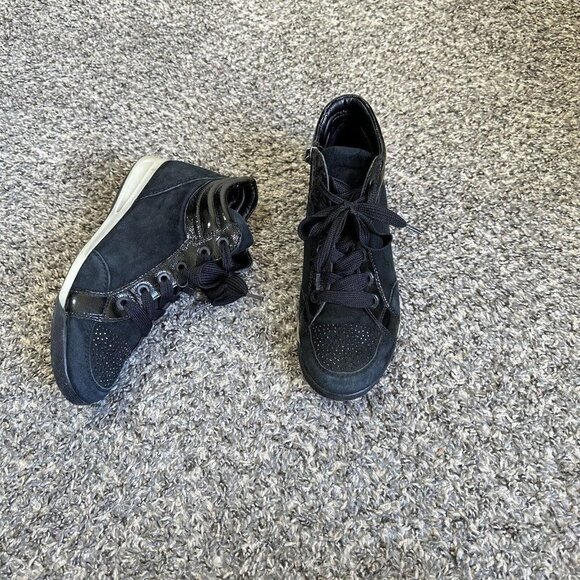 ARA REVA High Top Sneakers Boots Black Leather Side Zip Comfort Shoe UK 3.5 US 6 - Picture 1 of 10